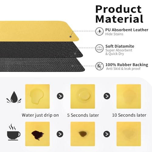Coffee Mat Absorbent Hide Stain Rubber Backed Dish Drying Mat for Kitchen Counter