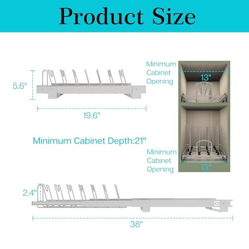 Slide Out Pan and Pot Lid Organizer For Under Cabinet