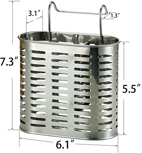 Stainless Steel Hanging 2 Compartments Mesh Utensil Drying Rack