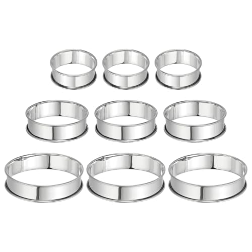 9pcs Crumpet Rings 2.36" 3.15" 3.94" Round Cake Ring Silver (9 Count)