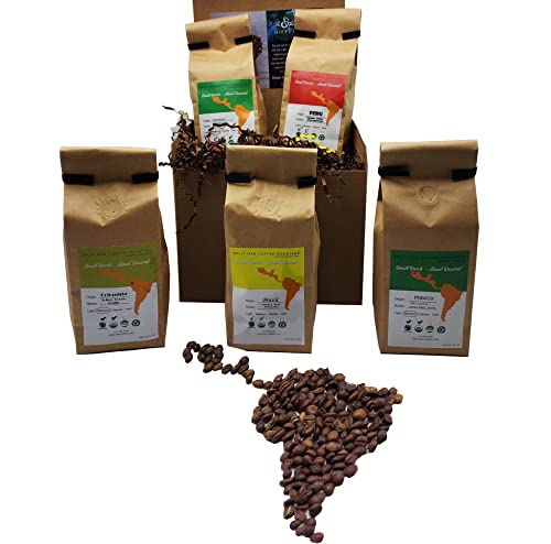 Coffee Gift Set Las Americas 5 Pack 12oz Gourmet Organic Medium Roast whole Bean with Best Beans From Mexico (60 Ounce)