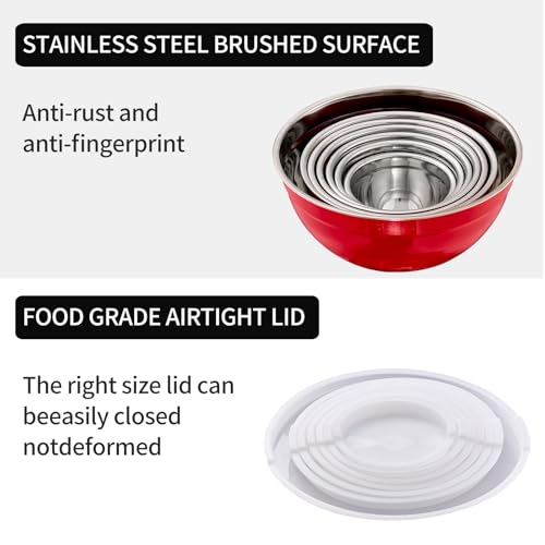 Red Mixing Bowls with Lids Set of 7