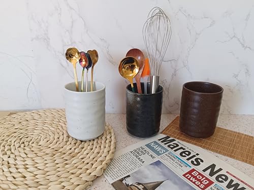 Stoneware Coffee Bar Utensil Holder Tea & Coffee Spoon & Stirrer Holder for Stir Stick Straw Teaspoon Holder Spoon Cup Small Utensil Jar