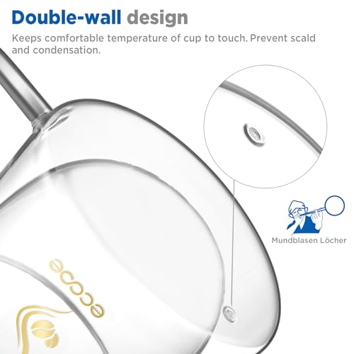 Double Walled Glass Coffee Mug 12oz Cappuccino Latte Cups Set of 2 (2 Count)