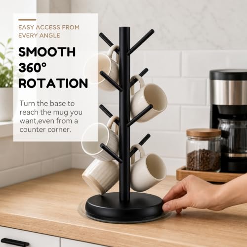 Rotating Bamboo Mug Tree