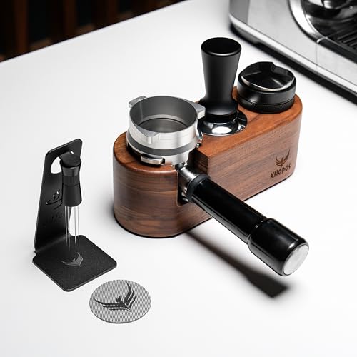 51mm Espresso Tamping Station Rosewood KNODOS Coffee Tamping & Portafilter Holder