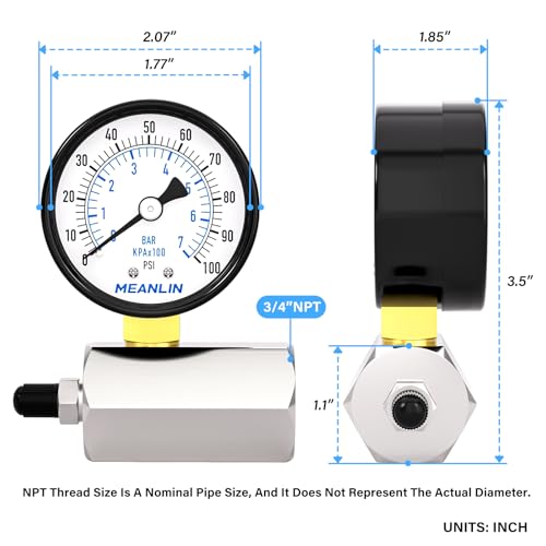 0~100Psi 2" Steel Double Graduated Air Test Pressure Gauges