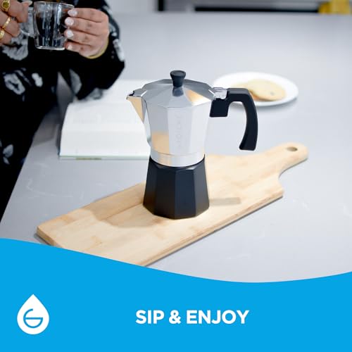 Milano Stovetop Espresso Maker Moka Pot 9 espresso Cup Tuxedo Black