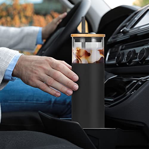 32 oz Glass Tumbler with Lids and Straws