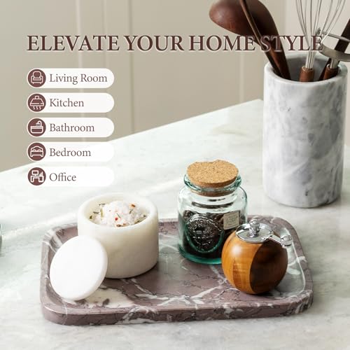Marble Tray 12"x8" Marble Vanity Tray for Countertop Bathroom Kitchen Dresser