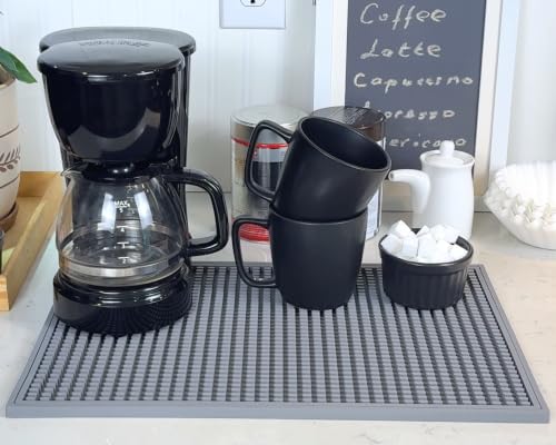 Gray Coffee Maker Mat for Countertop 18x12 in Silicone