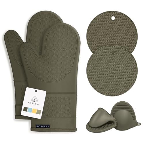 Silicone Oven Mitts and Pot Holders Sets