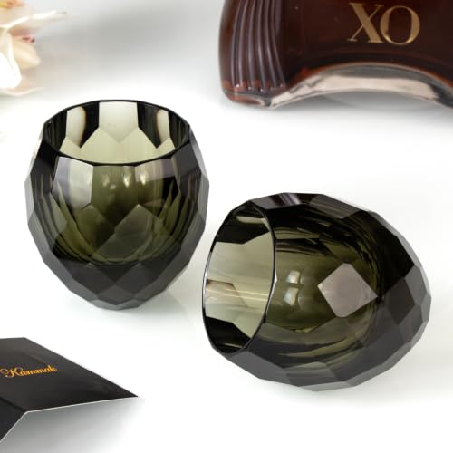 Crystal Whiskey Glasses Set of 2 Hand Blown Whisky Glass Stemless (2 Count)