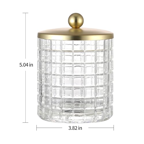Clear Tranparent Apothecary Etched Geometric Grid Glass Jar W
