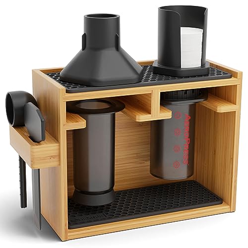 Organizer Stand for AeroPress Bamboo Coffee Caddy Original Black
