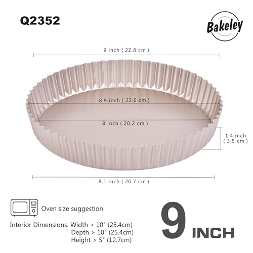 9 Inch Round Tart Pan with Loose Removable Bottom