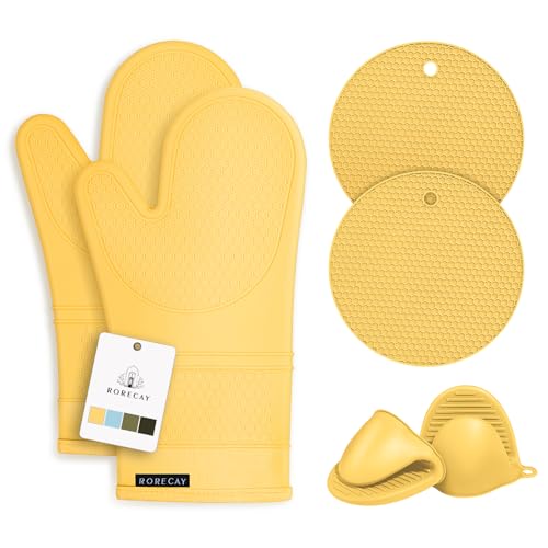Silicone Oven Mitts and Pot Holders Sets