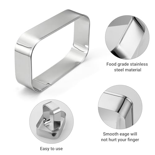 Rounded Rectangle Cookie Cutter Stainless Steel Plaque Cookie Cutters Geometric Frame Cookie Cutters Shapes Molds for Baking 1 Inch Depth (4 Count)