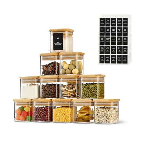 4oz 120ml Square Glass Spice Storage Containers with Lids 12 (12 Count)