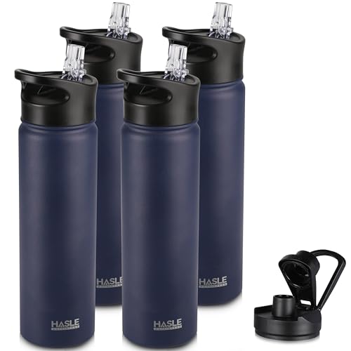 Insulated Water Bottle 22 oz Double Wall Stainless Steel Water Bottle Wide Mouth with Straw Lid & Spout Lid Keeps Cold or Hot