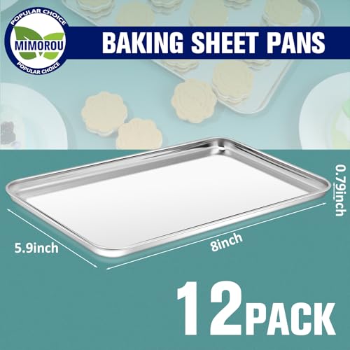 12 Pcs Stainless Steel Baking Sheet Cookie Pans (12 Count)