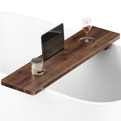 35”L Wood Bathtub Tray with Wine and Tablet