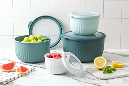 4pc Plastic Mixing Bowl Set with Lids