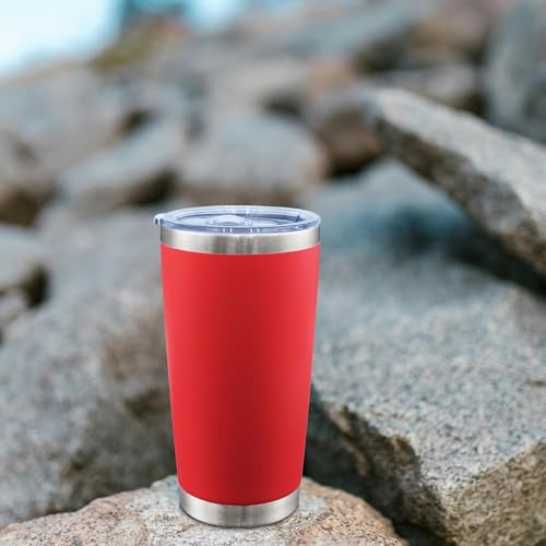 20oz Tumbler with Lid Stainless Steel Tumblers Insulated Mug Red 6P (6 Count)