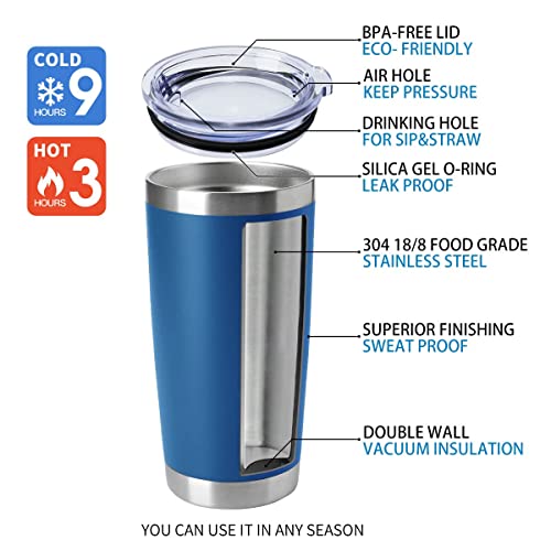 20oz Tumblers Stainless Steel Mugs with Lid Double Wall Vacuum Insulated Coffee Cups for Cold & Hot Drinks (12 Count)