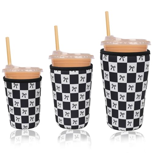 Reusable Insulated Neoprene Iced Coffee Cup Sleeve (3 Count)