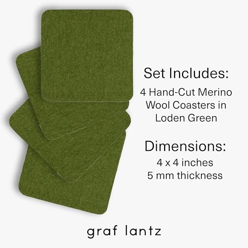 Bierfilzl Merino Wool Square Coasters Set of 4 (4 Count)