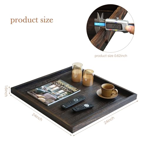 Rustic Wooden Serving Tray 24" Square
