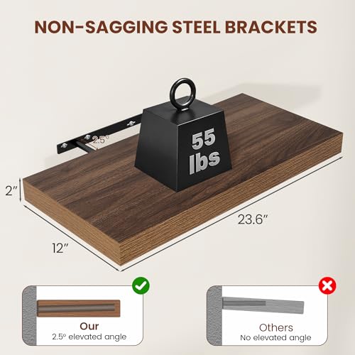 12" Deep Floating Shelves 24x12” Set of 2 (2 Count)