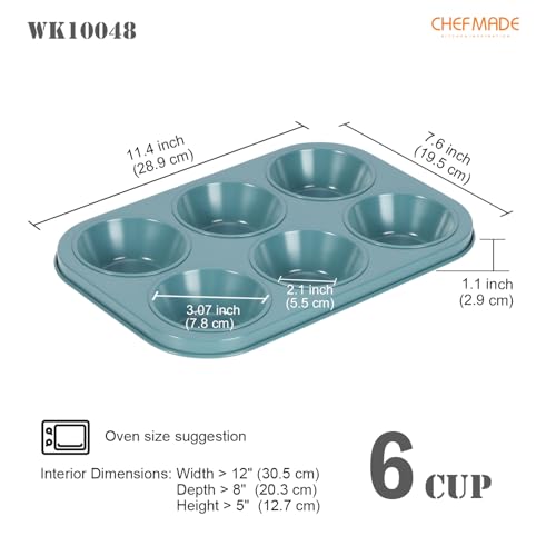 Muffin Pan, 6-Cups Nonstick Cupcake Baking Tray for Cakes