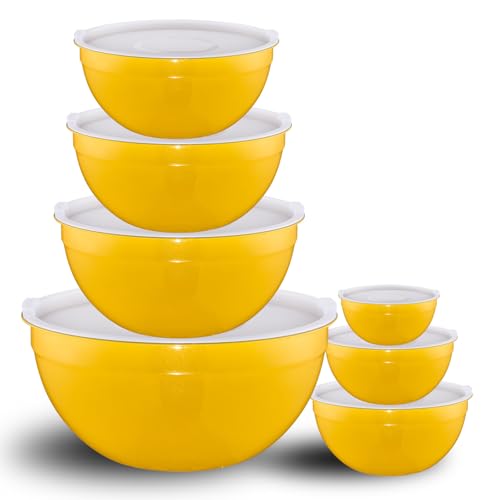 Yellow Mixing Bowls with Lids Set of 7