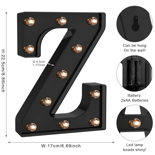 Black LED Letter Lights for Room Decor