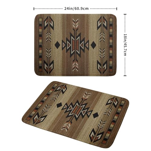 18"x24" Southwestern Dish Drying Mat Rustic Brown Tribal Ethnic Large Dish Drainer Mats Antique Native American Absorbent Microfiber Dish Drying Pad for Kitchen Countertop Decor