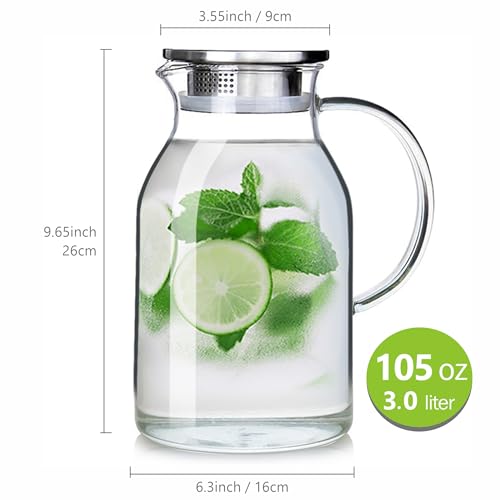 105OZ Glass Pitcher with Lid and Spout
