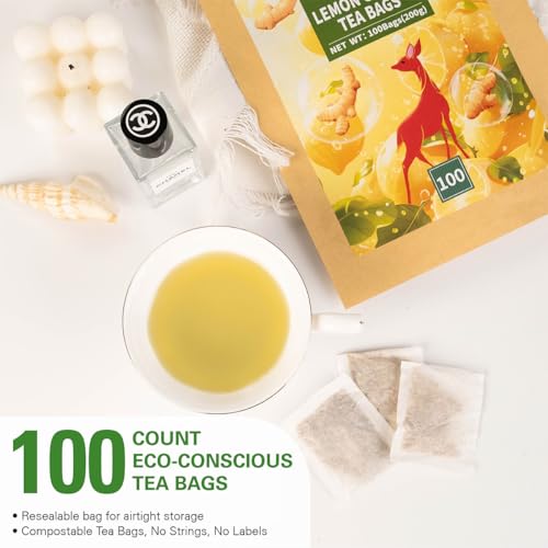 Lemon Ginger Herbal Tea Bags 100 Count