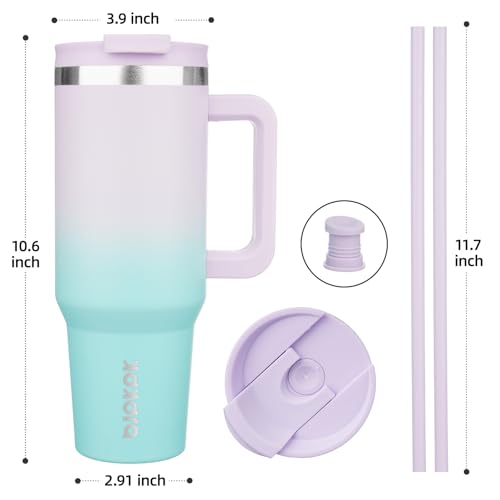 40 oz Insulated Tumbler with Handle & Straw