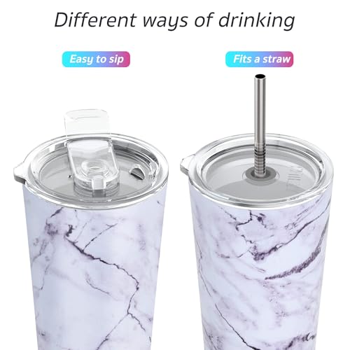 Stainless Steel Vacuum Insulated Tumbler Travel Mug 26 oz Coffee Cup with 2 Lids and Straws