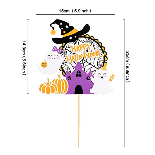 1 Big Happy Halloween Boo Web Pumpkin Ghost Witch Hat Cake Topper