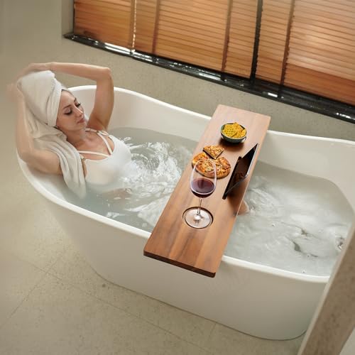35" L Bathtub Caddy Tray with Accessories Holders