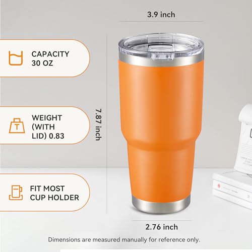 30 oz Tumbler with Lid Stainless Steel Tumblers Bulk (8 Count)