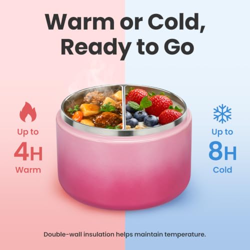 12oz Insulated Vacuum Food Jar with Buckle Lid Wide Mouth Soup Thermo for Hot Food Kids Leakproof Stainless Steel Lunch Container