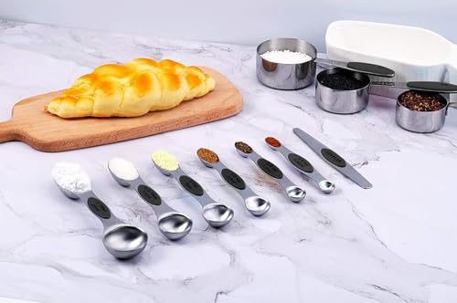 Stainless Steel Measuring Cups and Spoons Set with Silicone Handle