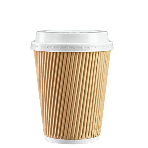 12 oz. 500 Count Insulated Kraft Ripple Paper Hot Cups (100 Count)