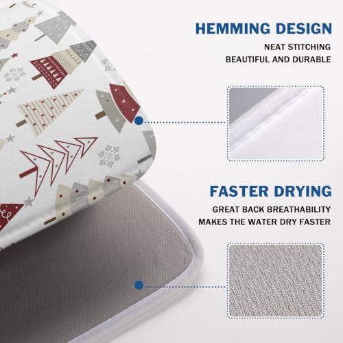 Christmas Tree Dish Drying Mat for Kitchen Counter Christmas Pine Tree Dish Drying Mat 18x24 Inch Geometric Winter Dish Draining Mat Absorbent Reversible Dish Pad Kitchen Accessories Table Protector