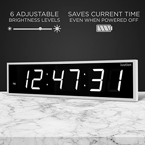 Oversized Digital Wall Clock with Large LED Display & Timer