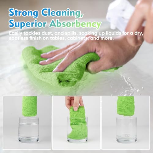 Green Microfiber Cleaning Cloth 20 Pack 11.5 x 11.5 Inch Microfiber Towels for Cars Ultra Absorbent Cleaning Rags Lint Free Cleaning Towels for Household Kitchen (20 Count)